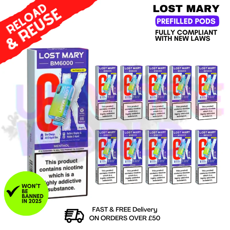 Menthol Lost Mary BM6000 Replacement Pods BOX OF 10