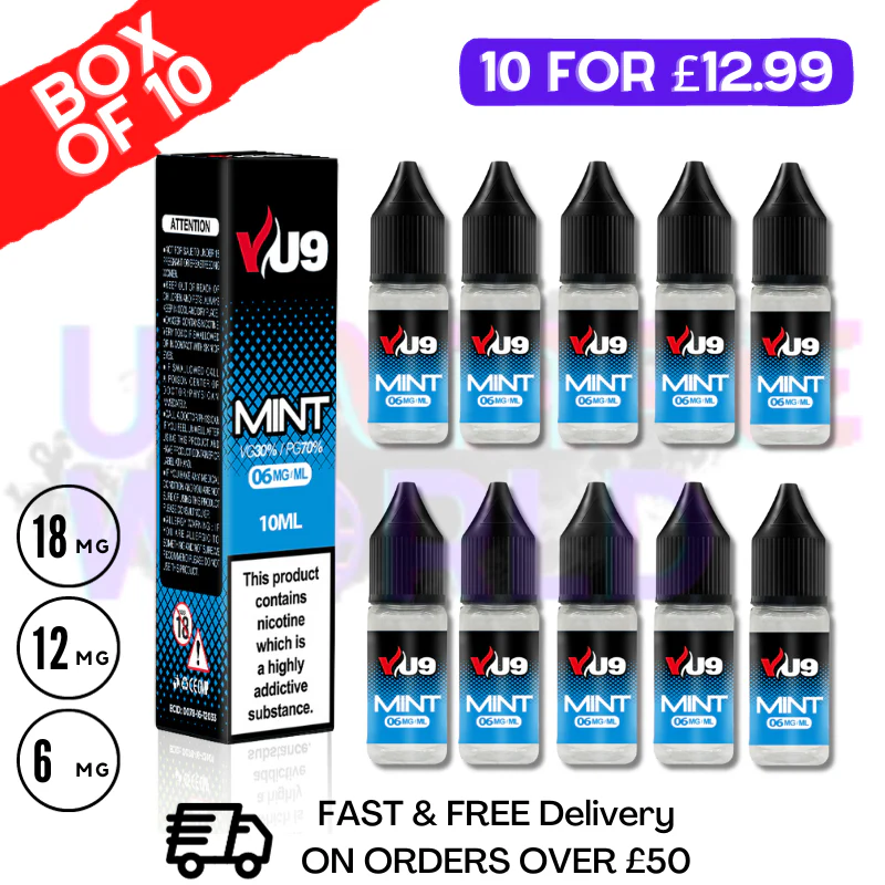 Mint VU9 E-Liquid Juice 10ml Nic Eliquid - 10 x 10ML Bundle