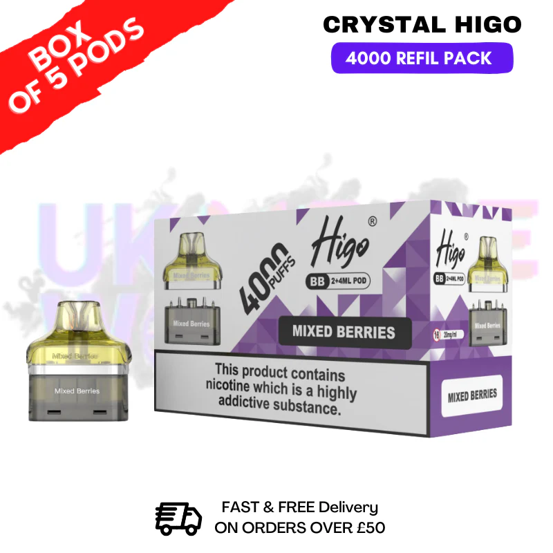 Mixed Berries Crystal Higo 4000 REFIL Pods BOX OF 5
