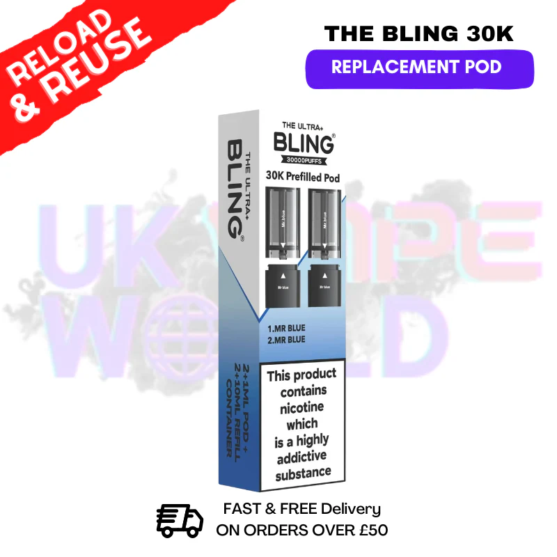 MR Blue Bling 30k REFIL PACK Ultra Plus Pods - £6.99