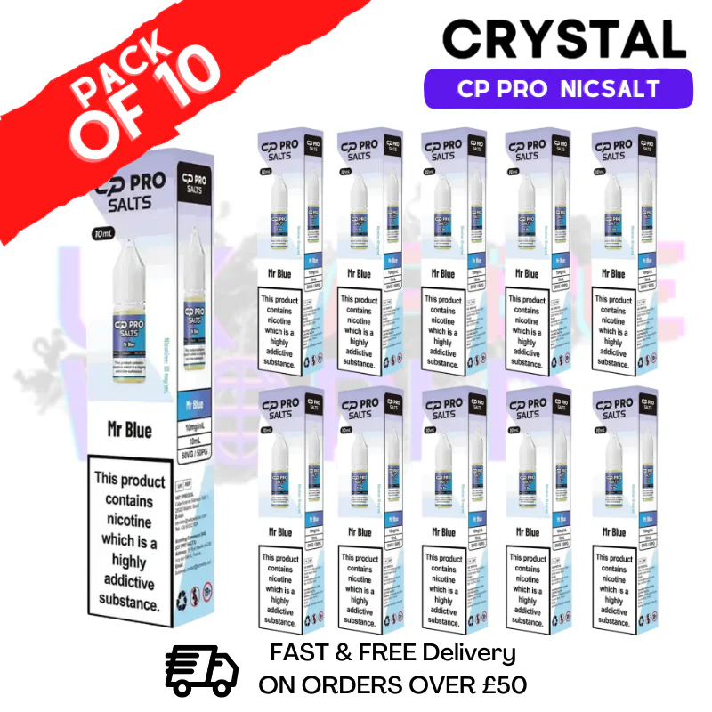 Mr Blue Crystal CP Pro Nic Salts Box Of 10