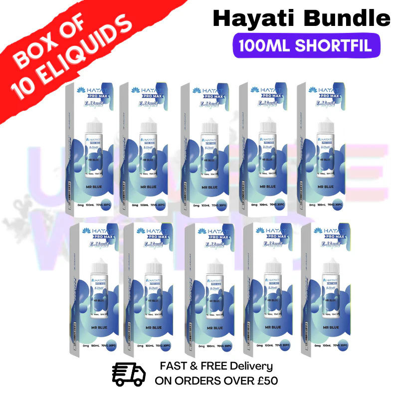 Mr Blue Hayati 100ML Box Of 10 + Free NicShots