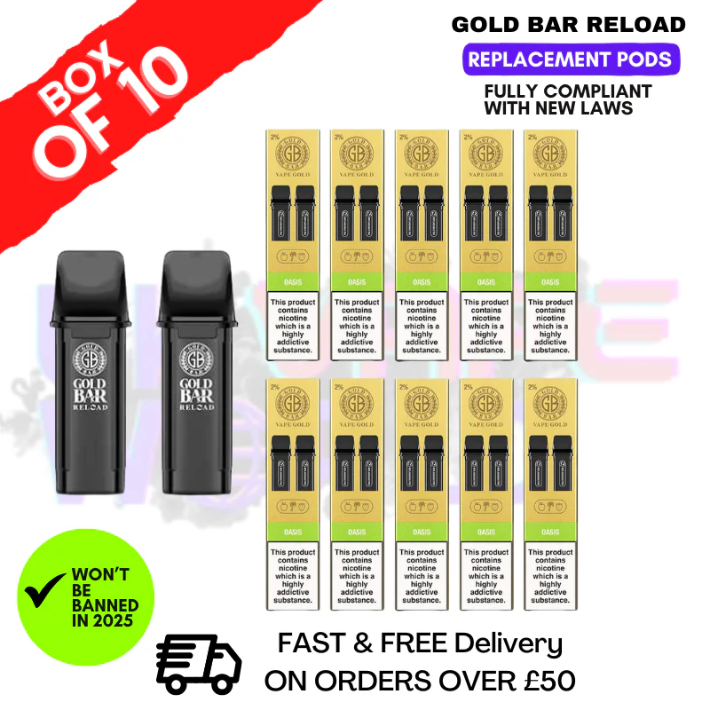 Oasis Gold Bar Reload Prefilled Pods Box of 10