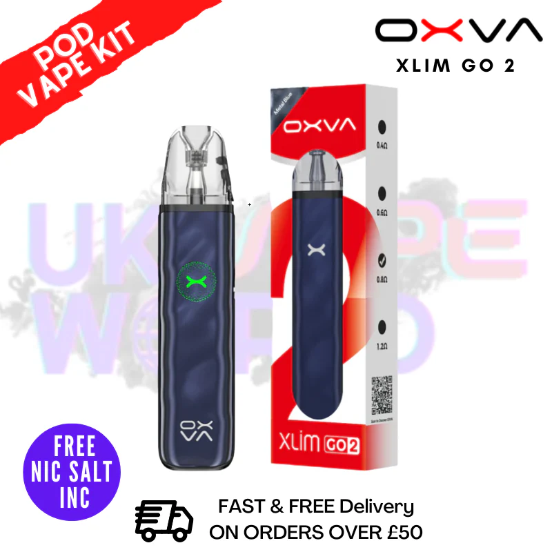 Oxva Xlim GO 2 Metal Blue Pod Vape Kit - Only £10.99