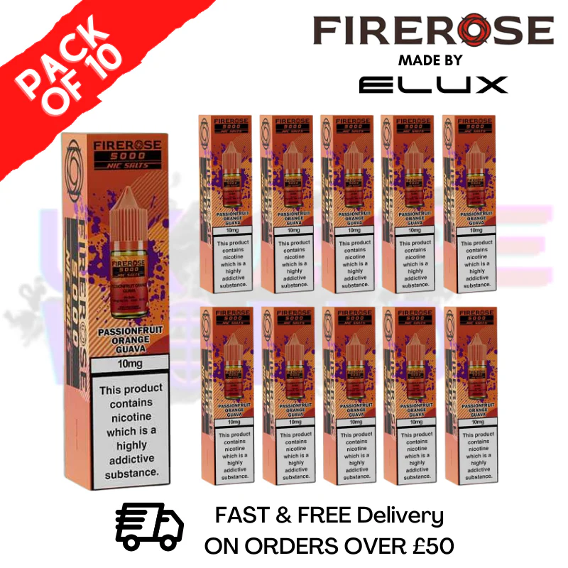 Passionfruit Orange Guava Firerose 5000 Nic Salt Box Of 10