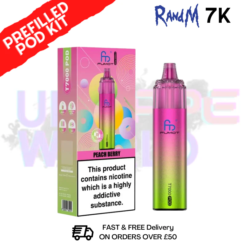Peach Berry Fumot RandM T7000 7K Prefilled Pod Kit
