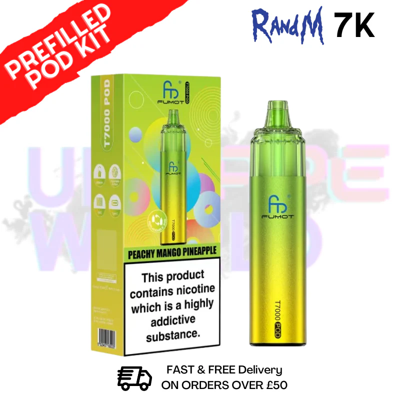 Peach Mango Pineapple Fumot RandM T7000 7K Prefilled Pod Kit