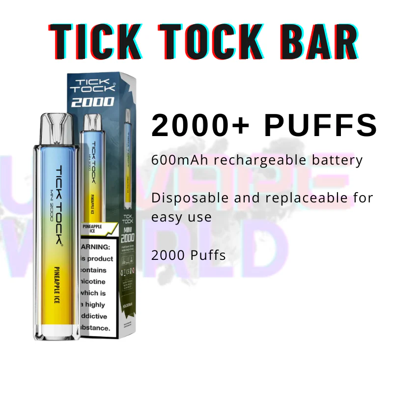 Pineapple Ice Tick Tock Mini 2000 Puff Kit - Image 3
