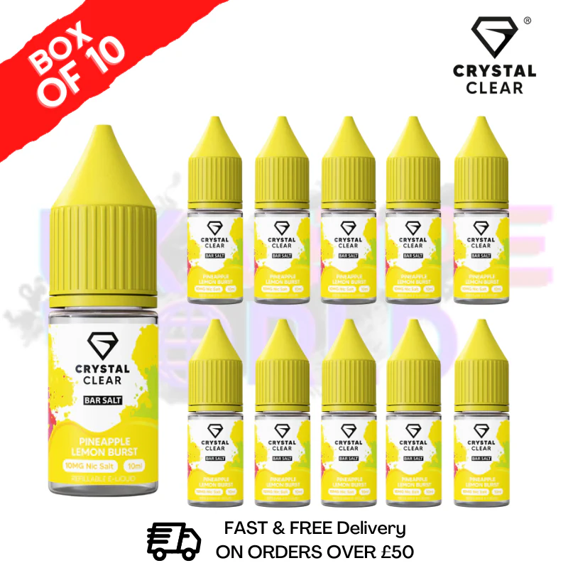Pineapple Lemon Burst Crystal Clear Nic Salt Box Of 10 - Only £17.99