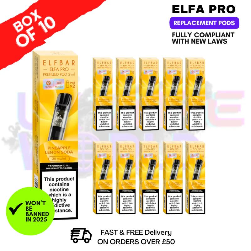 Pineapple Lemon soda Elf Bar Elfa Pro Prefilled Pod Box Of 10