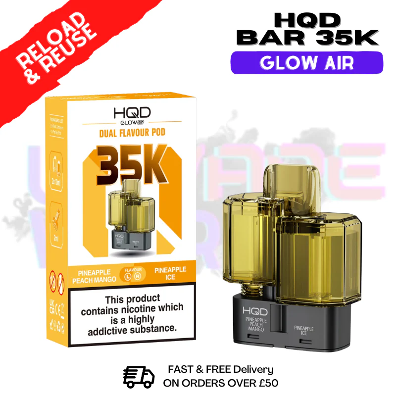Pineapple Peach Mango HQD 35K Glow Air Replacement Pods