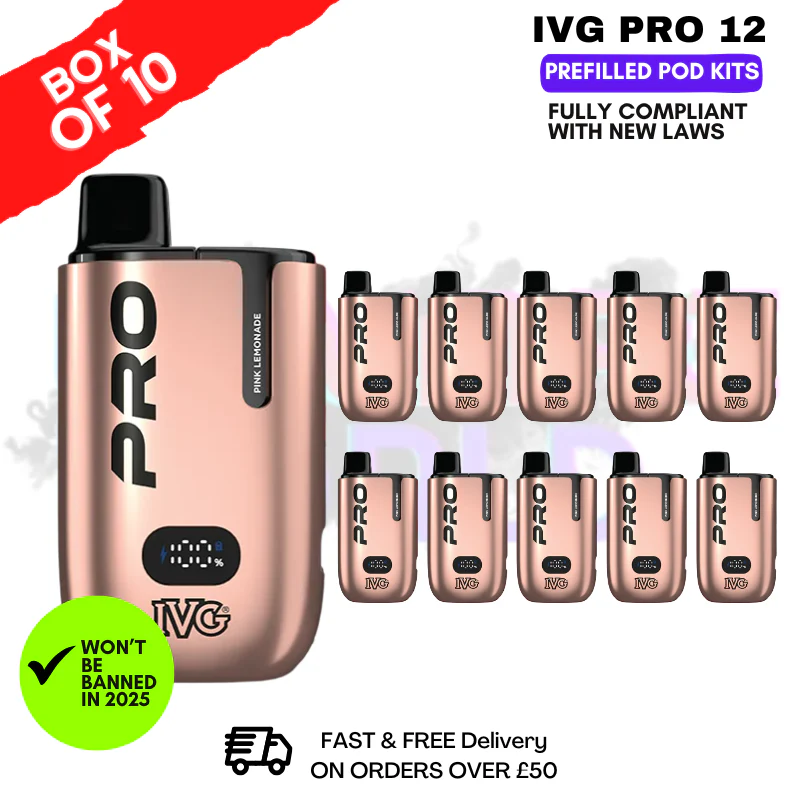 Pink Lemonade IVG Pro 12 Box Of 10 Vape Kits