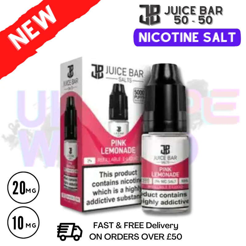 Pink Lemonade - Juice Bar Nic Salt 10ML eLiquid Only £1.99
