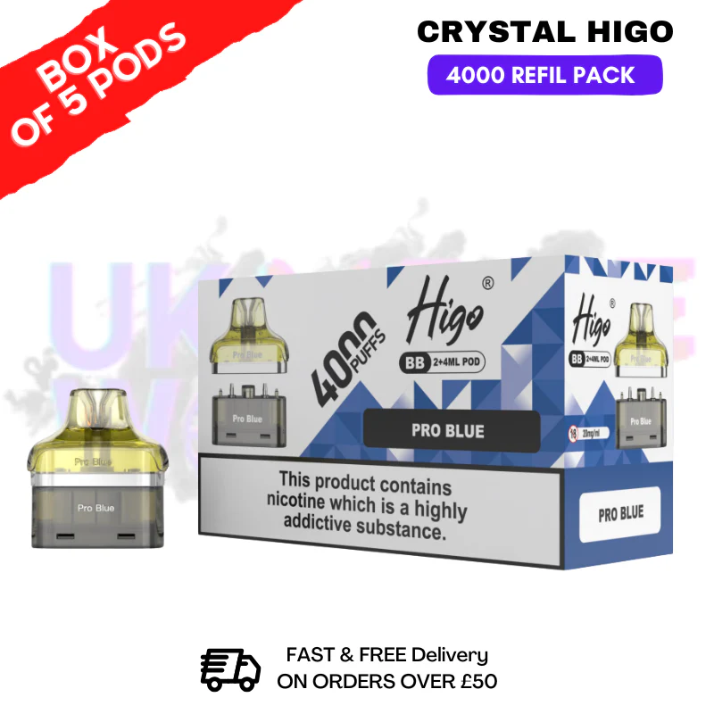 Pro Blue Crystal Higo 4000 REFIL Pods BOX OF 5