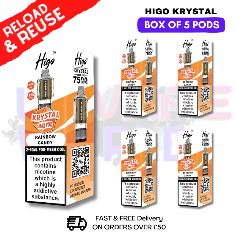 Rainbow Candy Krystal Higo Max Replacement Pods BOX OF 5