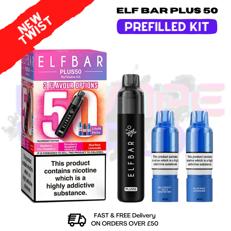 Raspberry Edition Elf Bar 50K Puff Plus Kit - Only £8.99