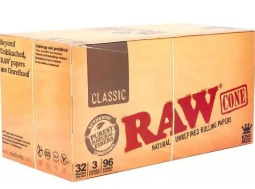 RAW Classic King Size Cone Mega Pack Cones - Pre Rolled Rolling Papers Full Box