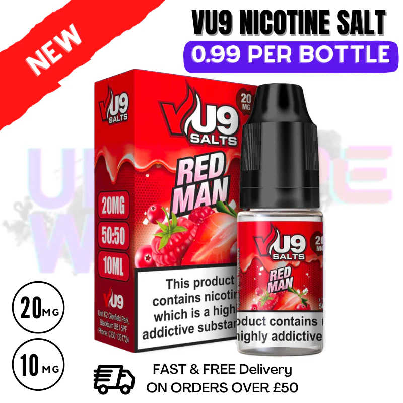 Red Man Nic Salt 10ml Nicotine E Juice by VU9 - 99p Eliquid