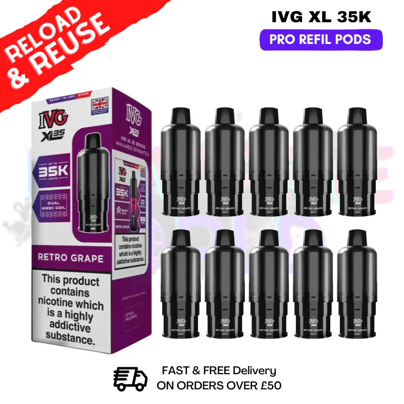 Retro Grape IVG XL 35K Replacement Pods Box Of 10