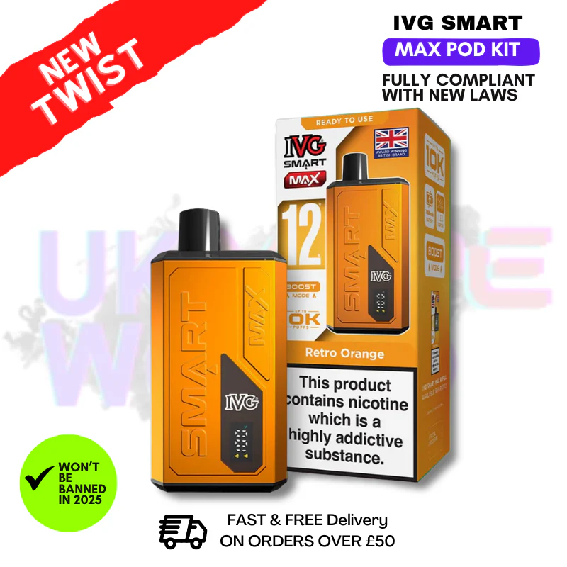 Retro Orange IVG Smart Max 10K Puff Prefilled Pod Kit