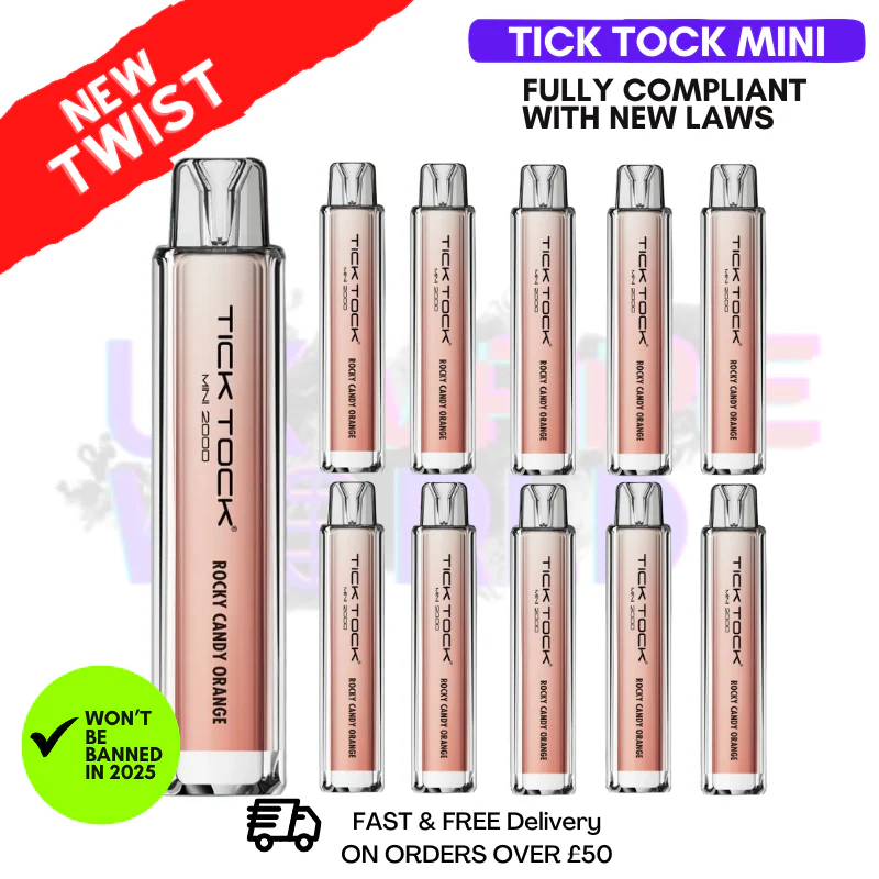 Rocky Candy Orange Tick Tock Mini 2000 Box Of 10