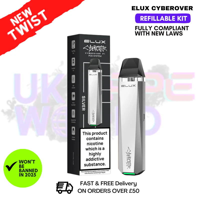 Silver Elux CyberOver P1 Refillable Kit + Free Nic Salt