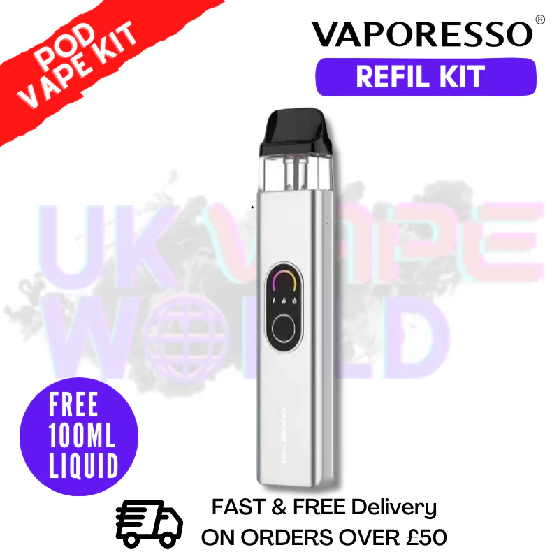 Silver Vaporesso Xros 4 Pod Vape Kit + Free 100ML Eliquid