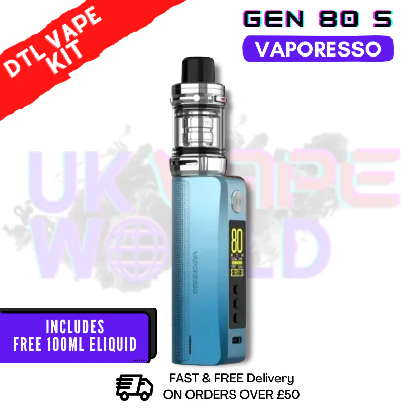 Sky Blue Vaporesso GEN 80 S Vape Kit + Free 100ml - £27.99