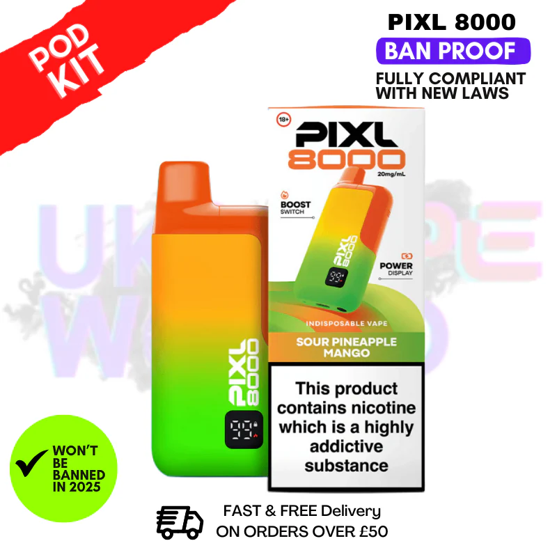 Sour Pineapple Mango Pixl 8000 Puff Pod Kit