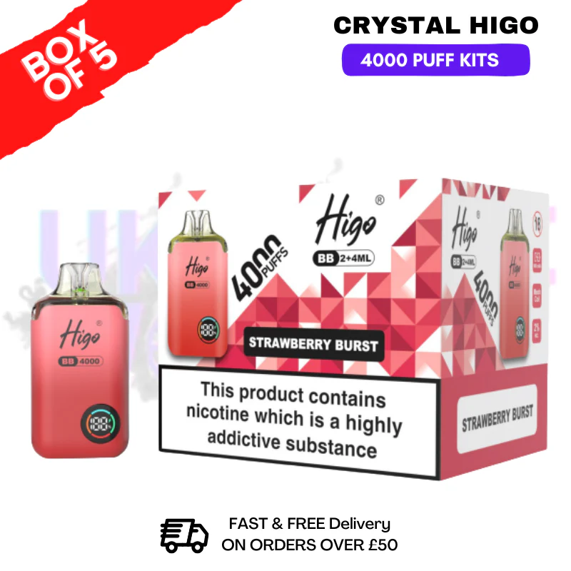 Strawberry Burst Crystal Higo 4000 Pod Kits Box Of 5