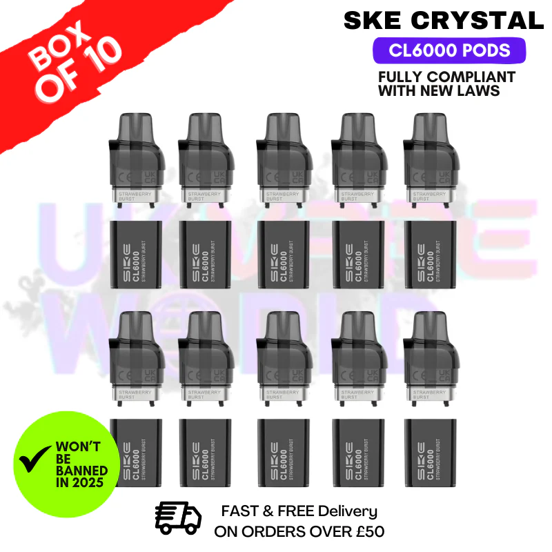 Strawberry Burst SKE Crystal CL6000 Prefilled Pod Box Of 10
