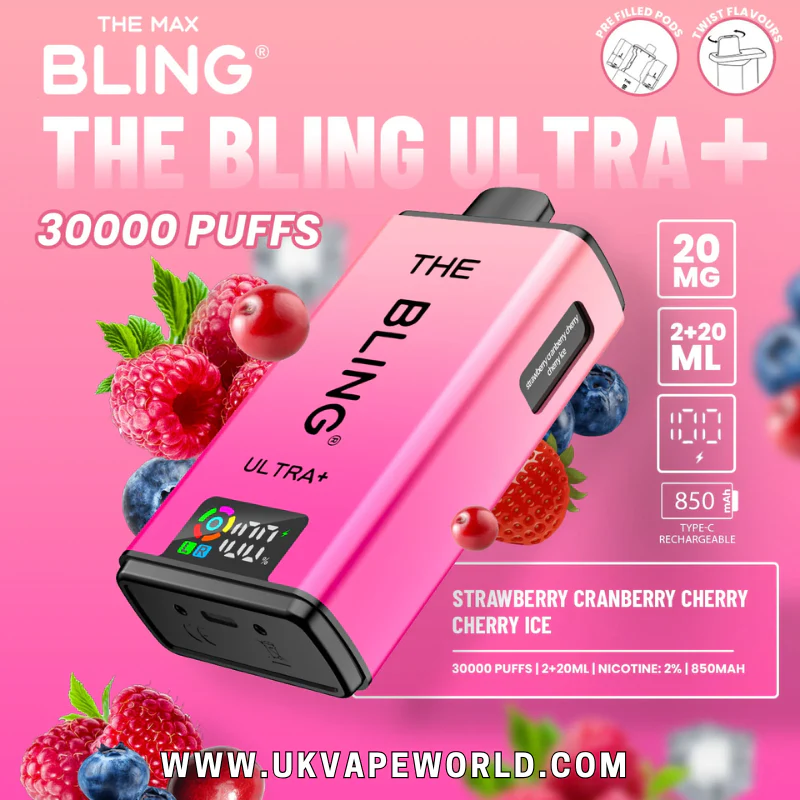 Strawberry Cranberry Cherry Bling 30k Ultra Plus Prefilled Pod Kit