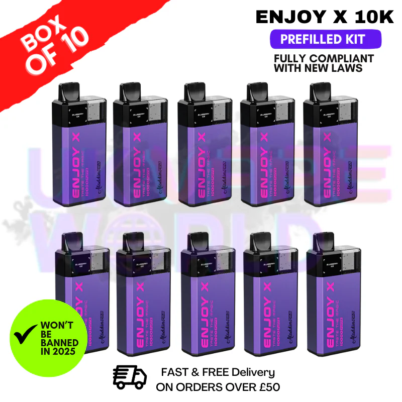 Blue Sour Raspberry Enjox X 10K Puff Prefilled Pod Kits Box Of 10