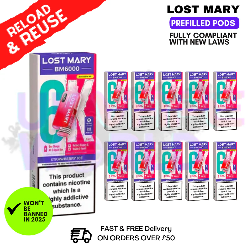 Strawberry ICE Lost Mary BM6000 Replacement Pods BOX OF 10