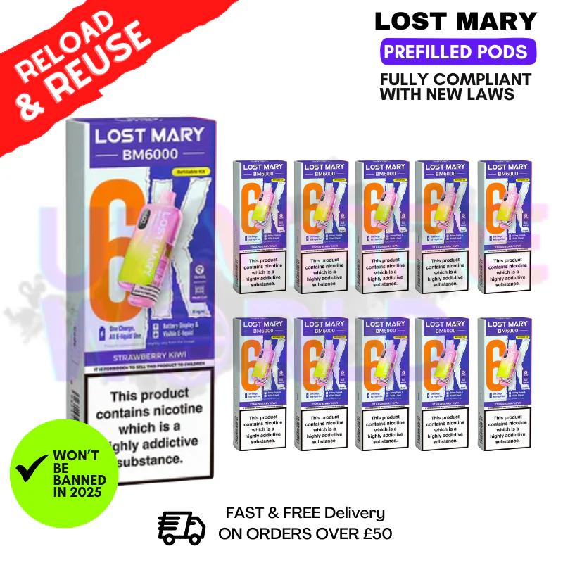 Strawberry Kiwi Lost Mary BM6000 Replacement Pods BOX OF 10