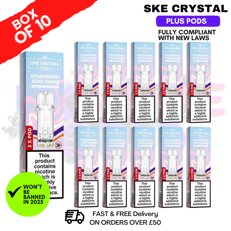 Strawberry Kiwi Shake SKE Crystal Plus Prefilled Pod Box Of 10