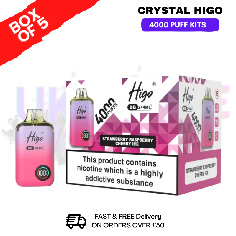 Strawberry Raspberry Cherry ICE Crystal Higo 4000 Pod Kits Box Of 5