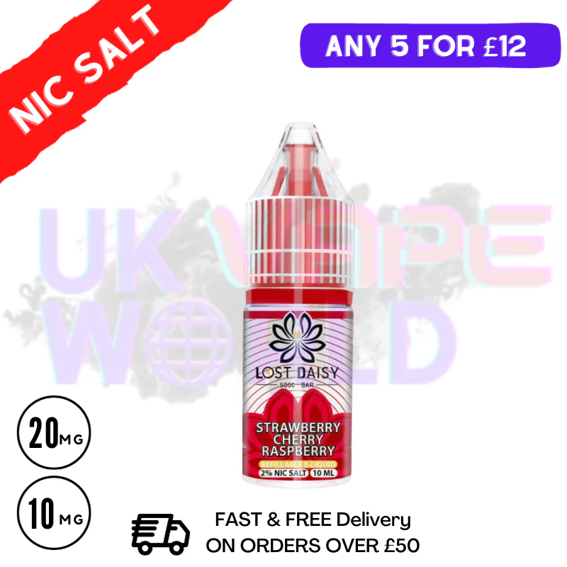 Strawberry Raspberry Cherry LOST Daisy Nic Salt 10ML eLiquid