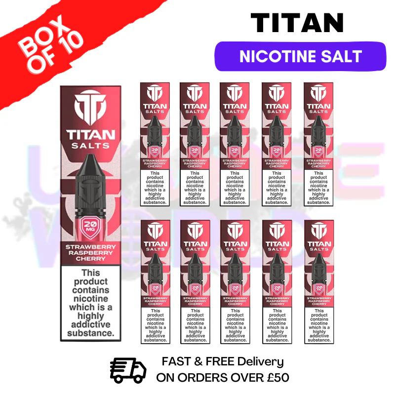 Strawberry Raspberry Cherry Titan 10ml Nic Salt BOX OF 10