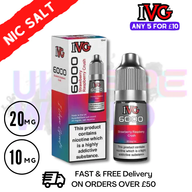 Strawberry Raspberry Crush IVG 6000 Nic Salt E-Liquid