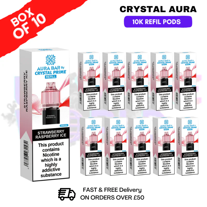 Strawberry Raspberry Ice Crystal Prime 10K Refil Pods Box Of 10