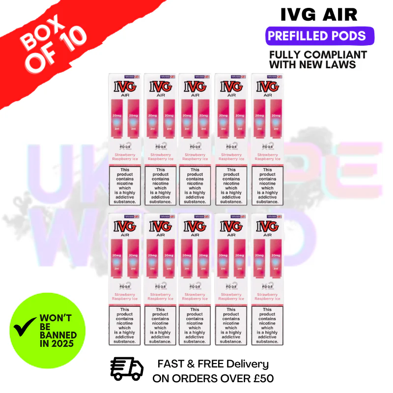 Strawberry Raspberry ICE IVG AIR Prefilled Pod Box Of 10