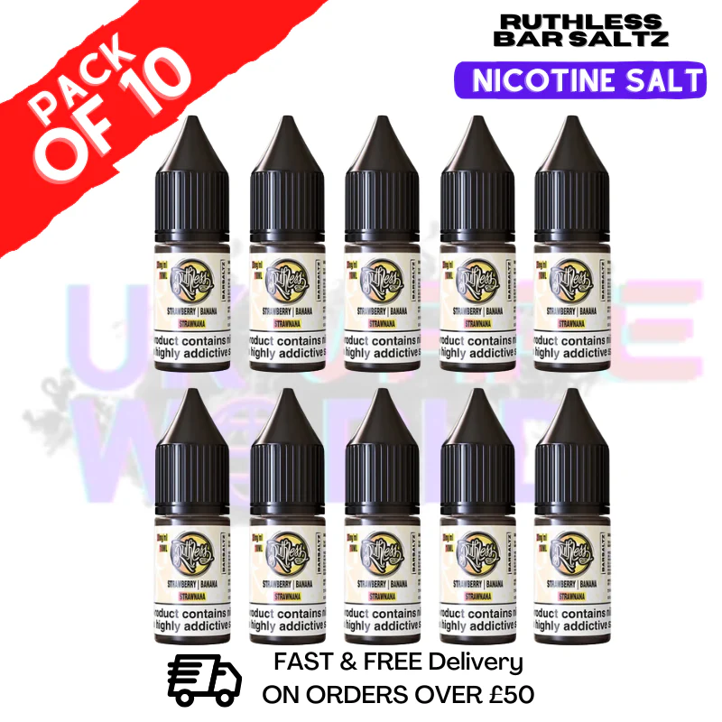 Strawnana Ruthless Nic Salt Eliquid Box Of 10