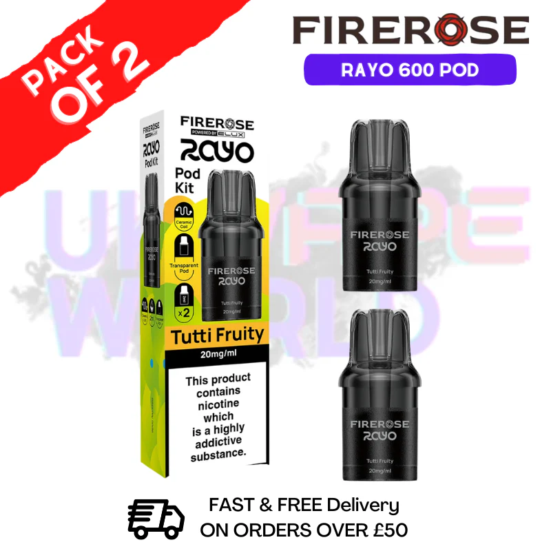 Tutti Fruity Firerose Rayo 600 Replacement Pods Pack Of 2