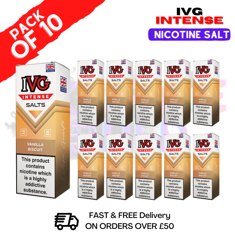 Vanilla Biscuit IVG Intense Nic Salt Box Of 10