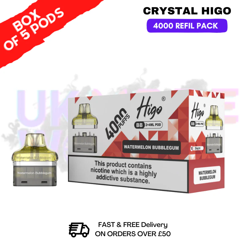 Watermelon bubblegum Crystal Higo 4000 REFIL Pods BOX OF 5