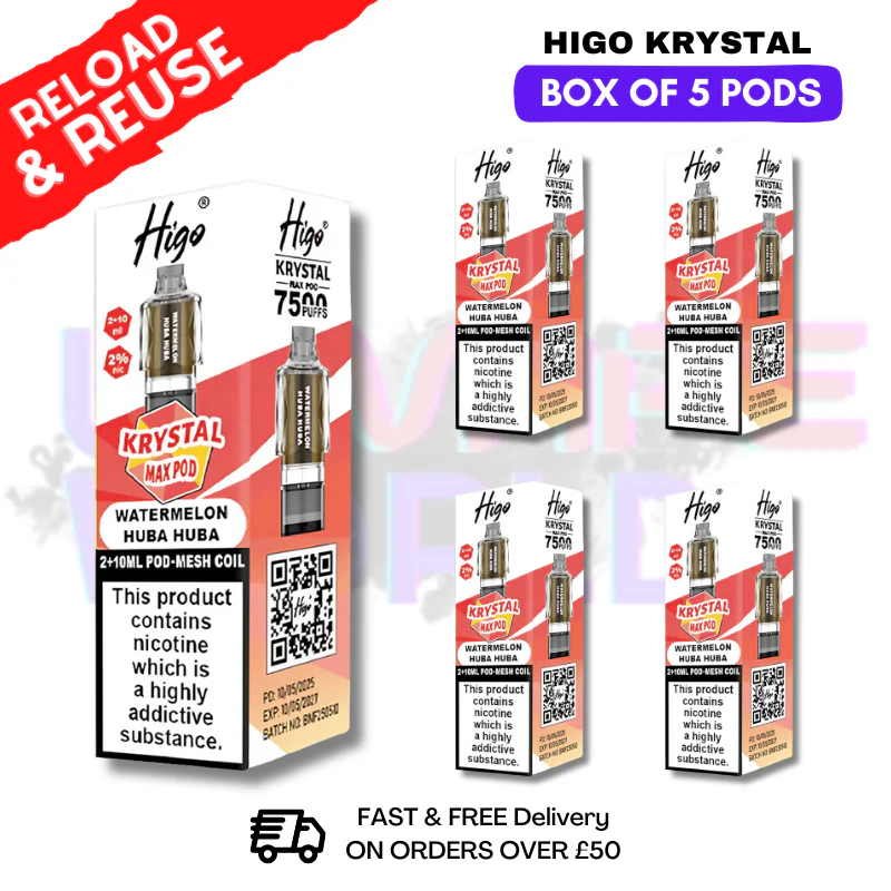 Watermelon Huba Huba Krystal Higo Max Replacement Pods BOX OF 5
