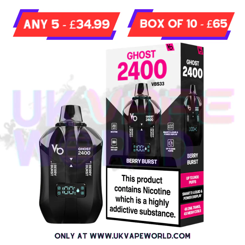 Fruit Edition Ghost Bar 2400 Pro Vape Disposable Kit - ONLY £8.99 - Image 2