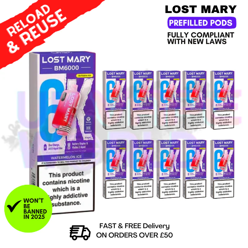 Watermelon ICE Lost Mary BM6000 Replacement Pods BOX OF 10