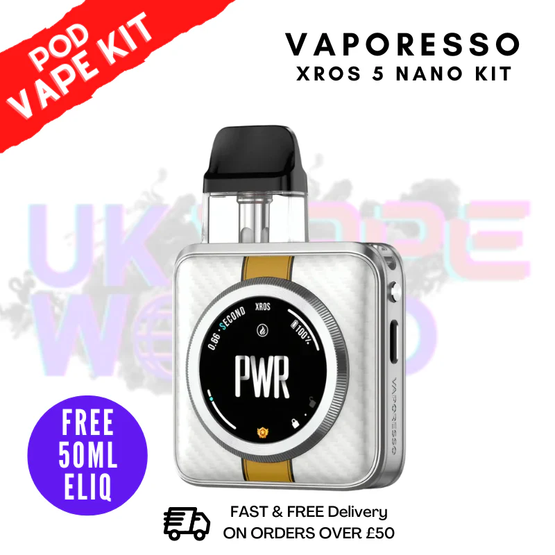 Yellow Satin Vaporesso Xros 5 NANO Pod Kit + 50mL Eliquid